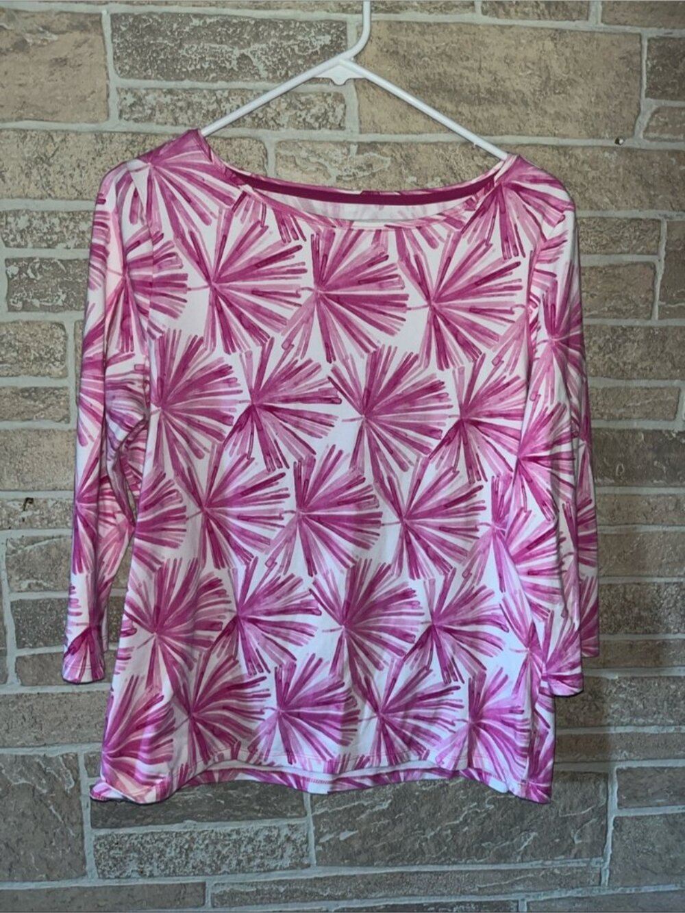 Talbots Pink Abstract Burst Long Sleeve Tee